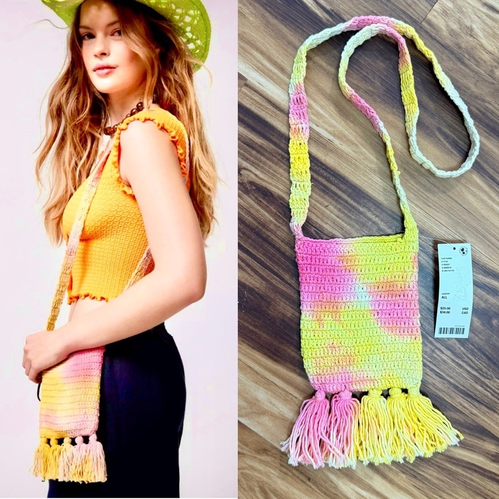 Urban Outfitters Crochet Fringe Crossbody Bag